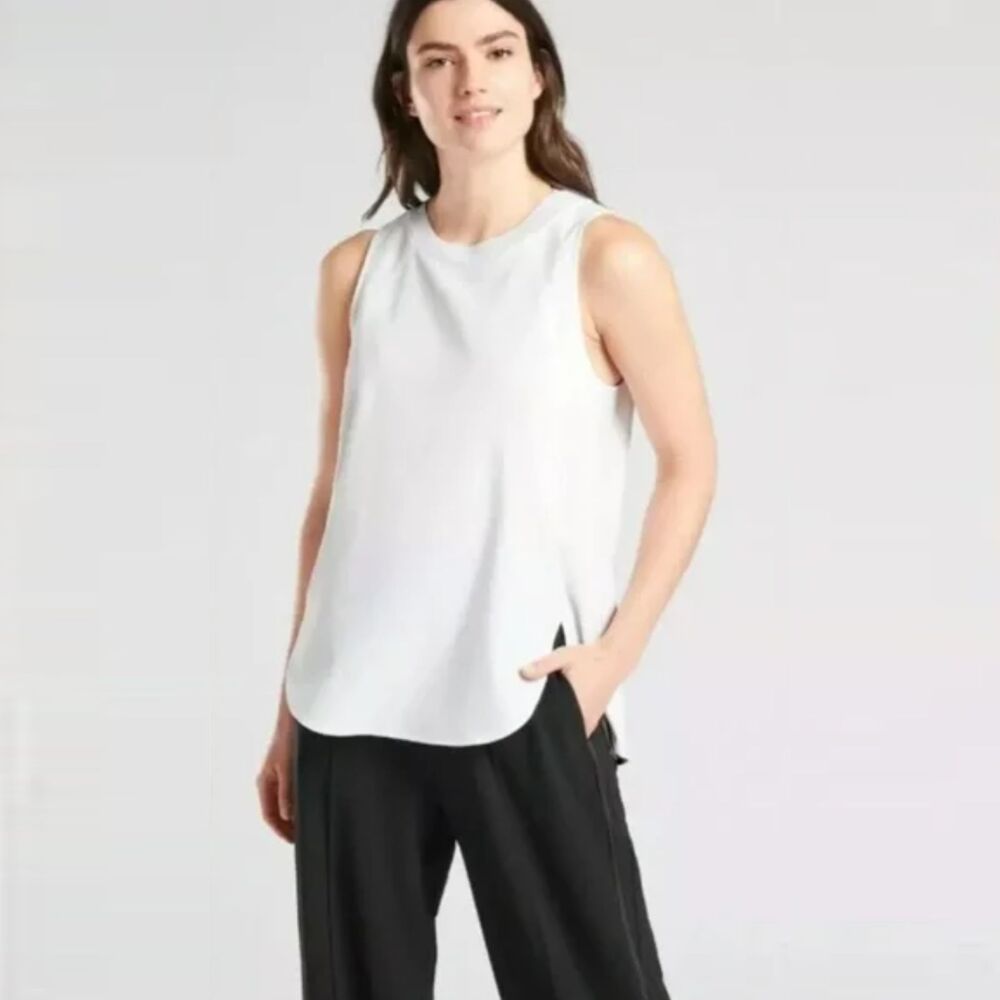 Athleta Zephyr Athletic Tank (1X) in Bright White Plus Size Athleisure Gym Yoga - Picture 3 of 13